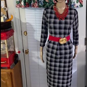 VKY@ CO black white jersey 3/4 skeeve dress sm